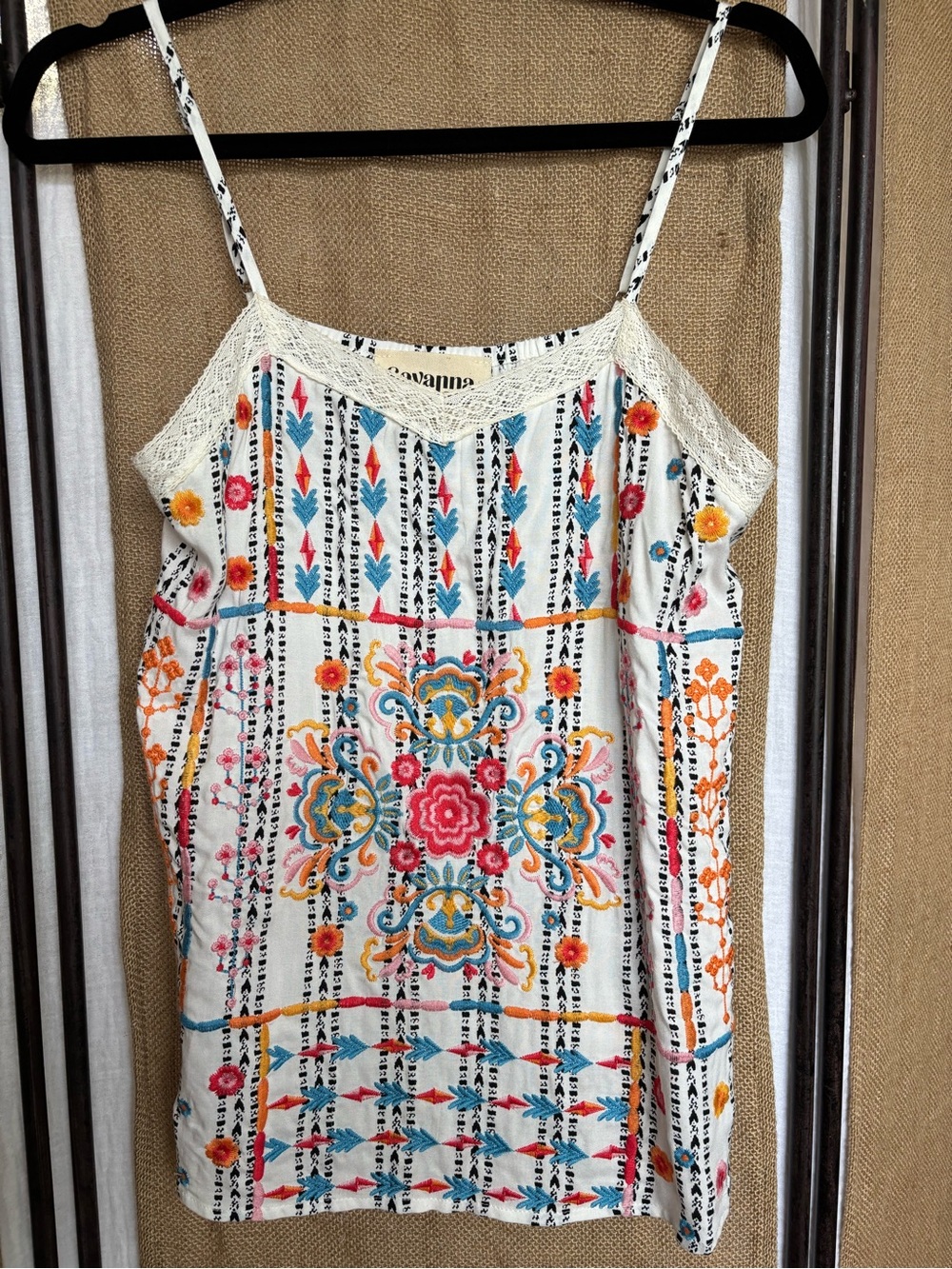 Savanna Jane White Embroidered Boho Cami